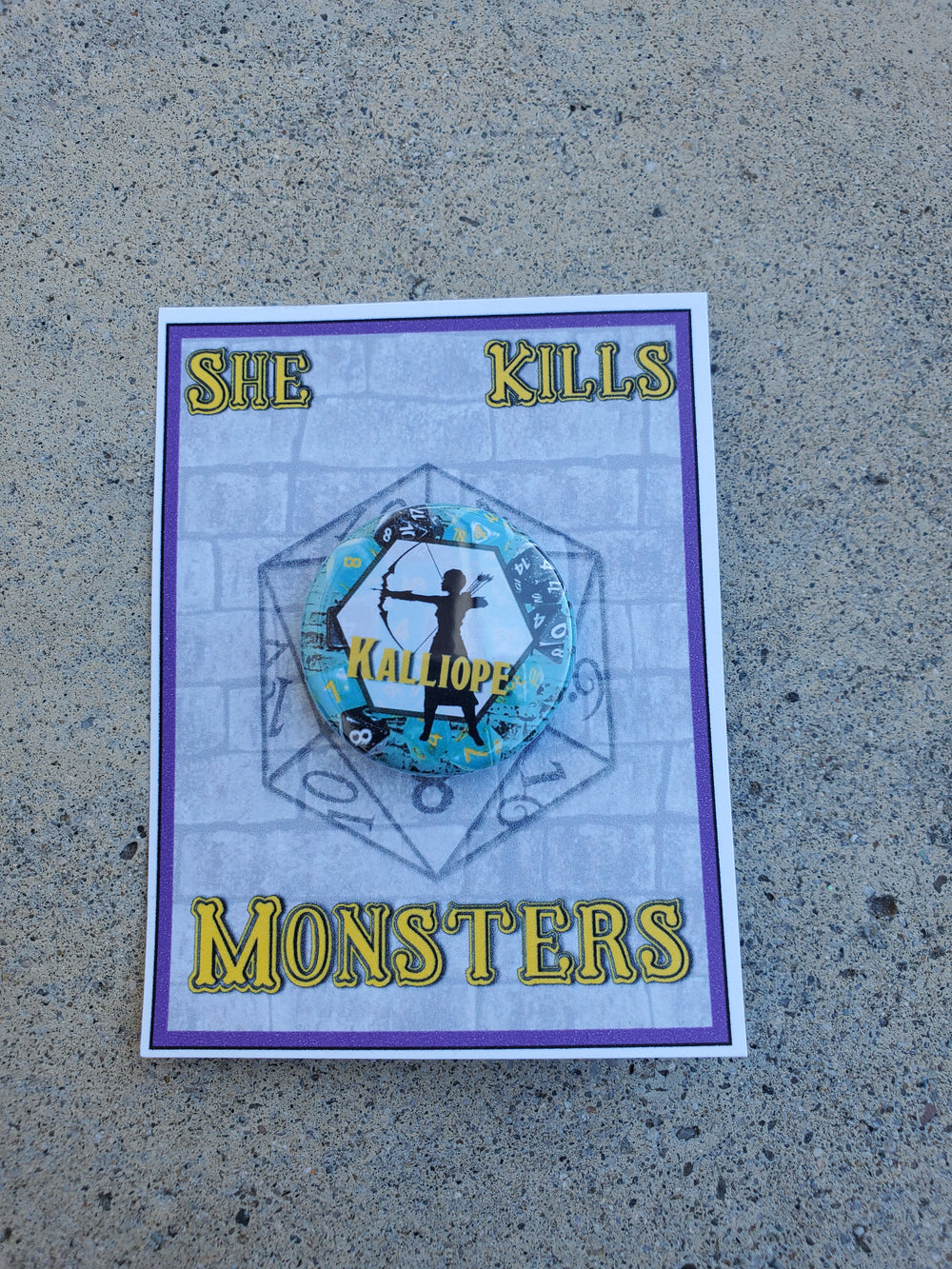 SHE KILLS MONSTERS "Kalliope" Metal Pinback Button