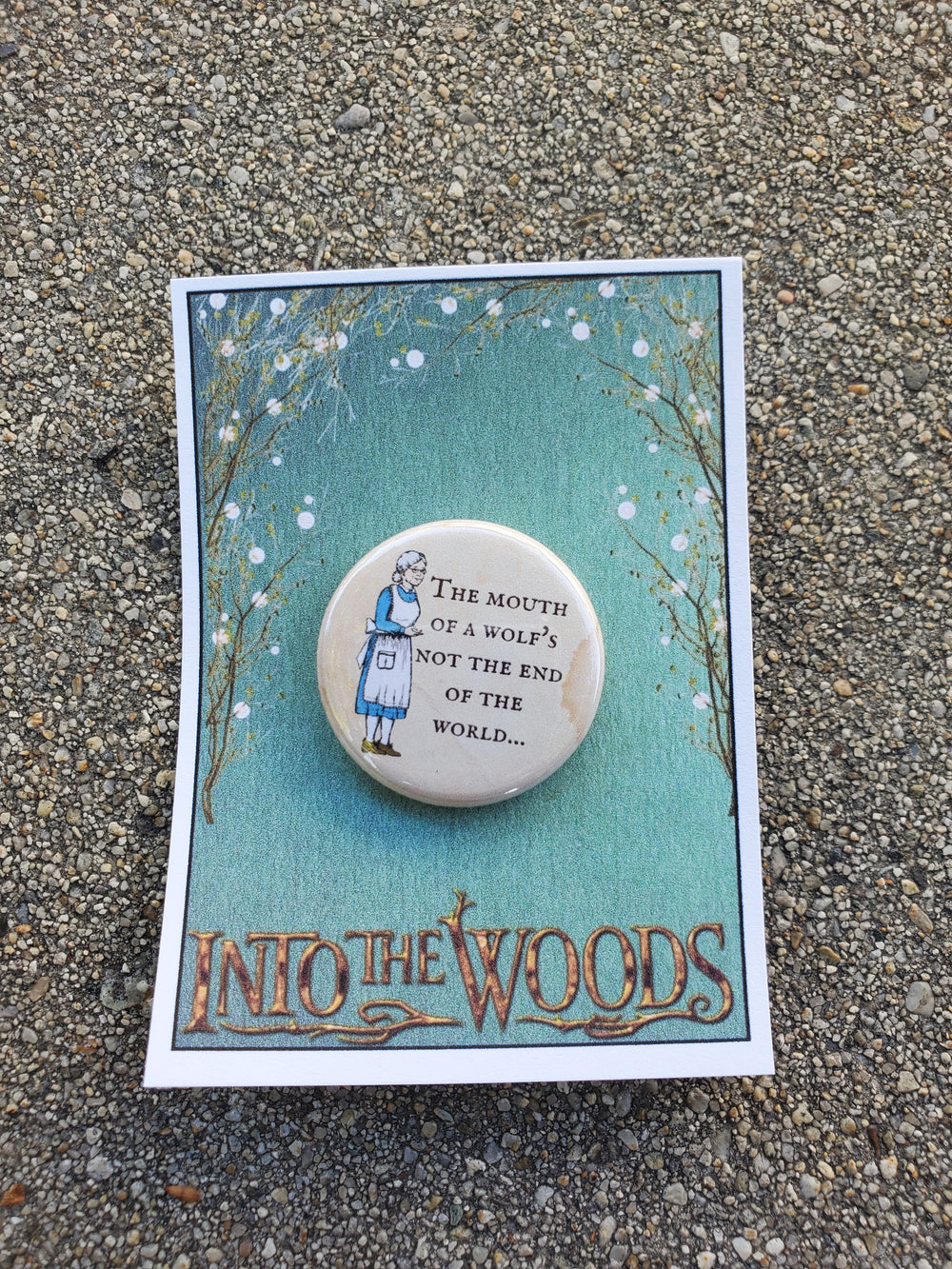INTO THE WOODS "Granny" Metal Pinback Button