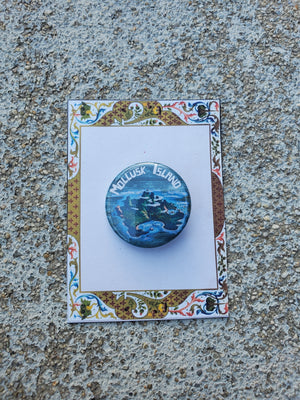 PETER AND THE STARCATCHER "Mollusk Island" Metal Pinback Button PETER AND THE STARCATCHER "Mollusk Island" Metal Pinback Button