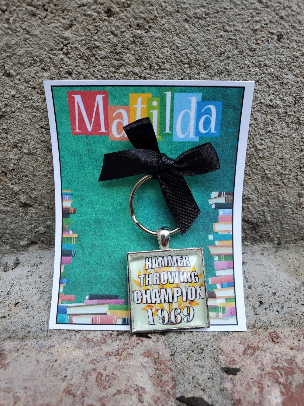 MATILDA "Hammer Throwing Champion" Glass Cabachon Keychain