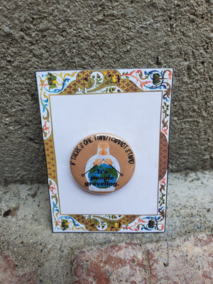 SPAMALOT "People Groveling" Metal Pinback Button SPAMALOT "People Groveling" Metal Pinback Button