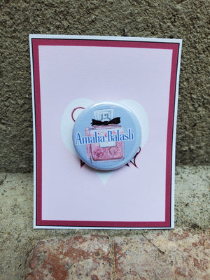 SHE LOVES ME "Amalia Balash" Metal Pinback Button SHE LOVES ME "Amalia Balash" Metal Pinback Button