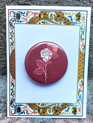 Die Schöne und das Biest - "Weiße Rose" Metall Button Die Schöne und das Biest - "Weiße Rose" Metall Button