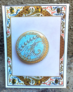 TWELFTH NIGHT "Sir Andrew" Metal Pinback Button TWELFTH NIGHT "Sir Andrew" Metal Pinback Button