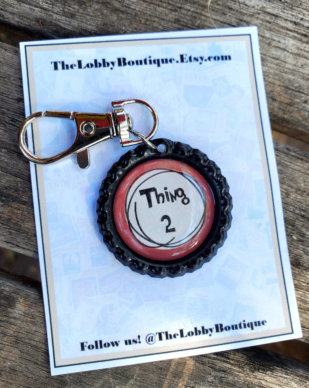 DR. SEUSS "Thing 2" Bottlecap Keychain
