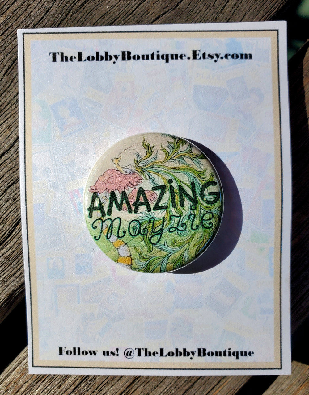 DR. SEUSS "Amazing Mayzie" Metal Pinback Button