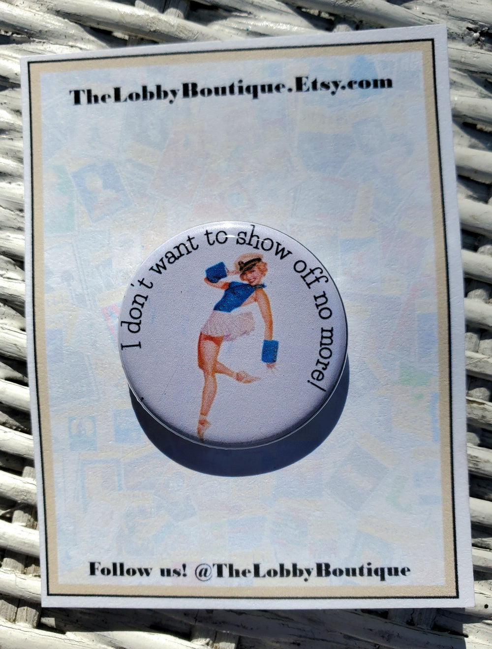 DROWSY CHAPERONE "Janet Van de Graff" Metal Pinback Button