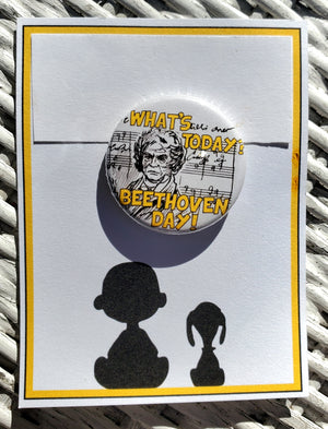 CHARLIE BROWN "Beethoven Day" Metal Pinback Button CHARLIE BROWN "Beethoven Day" Metal Pinback Button
