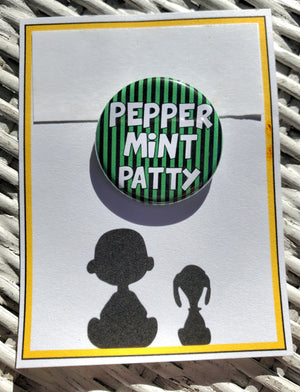 CHARLIE BROWN "Peppermint Patty" Metal Pinback Button CHARLIE BROWN "Peppermint Patty" Metal Pinback Button