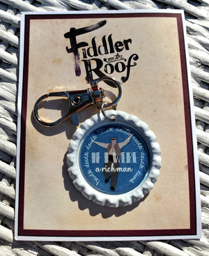 FIDDLER ON THE ROOF "If I Were a Rich Man" Bottlecap Keychain FIDDLER ON THE ROOF "If I Were a Rich Man" Bottlecap Keychain