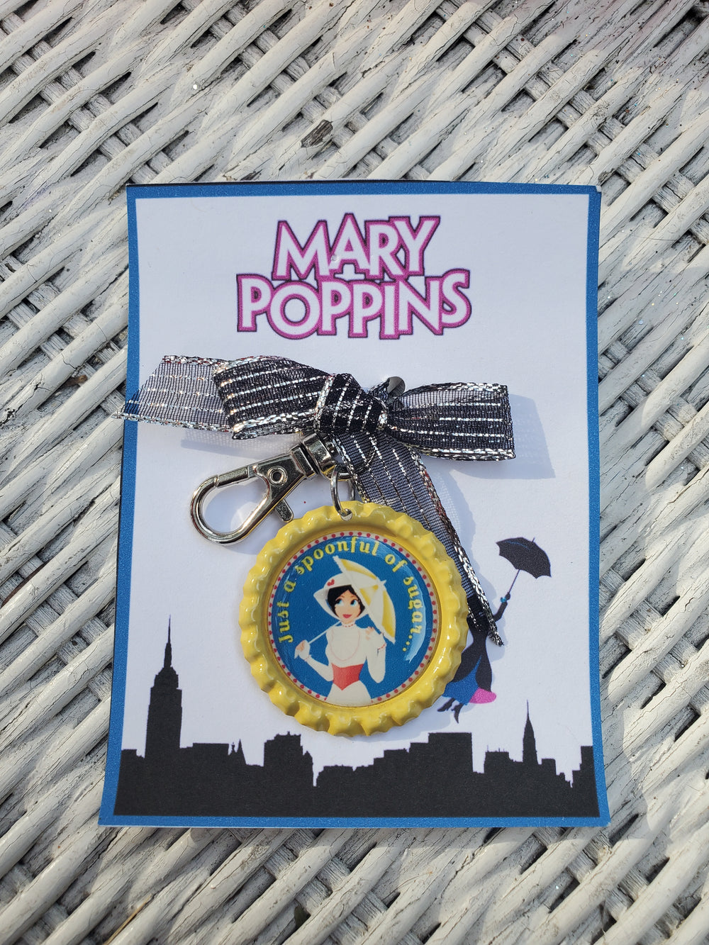 MARY POPPINS "Spoonful of Sugar" Flaschenverschluss-Schlüsselanhänger