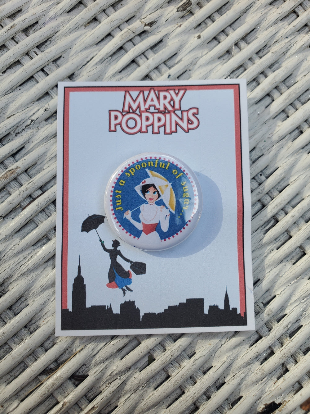 MARY POPPINS "Löffel Zucker" Metall Button Button