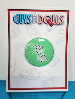 GUYS AND DOLLS "Harry the Horse" Metal Pinback Button GUYS AND DOLLS "Harry the Horse" Metal Pinback Button