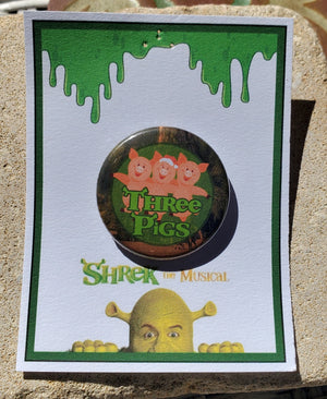 SHREK "Three Little Pigs" Metal Pinback Button SHREK "Three Little Pigs" Metal Pinback Button