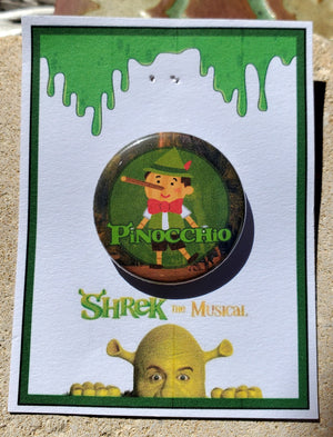 SHREK "Pinocchio" Metal Pinback Button SHREK "Pinocchio" Metal Pinback Button