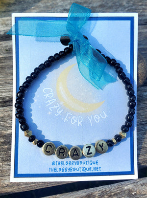 CRAZY FOR YOU "CRAZY" Beaded Letter Bracelet CRAZY FOR YOU "CRAZY" Beaded Letter Bracelet