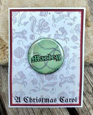 Ein Weihnachtslied "Marley" Metall Button Button Ein Weihnachtslied "Marley" Metall Button Button
