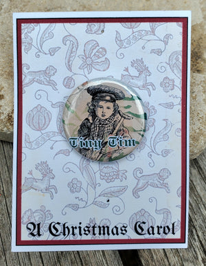 Ein Weihnachtslied "Tiny Tim" Metall Button Button Ein Weihnachtslied "Tiny Tim" Metall Button Button
