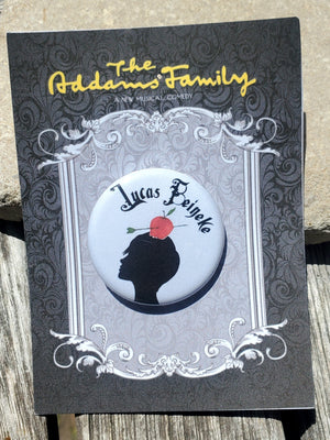 ADDAMS FAMILY "Lucas Beineke" Metal Pinback Button ADDAMS FAMILY "Lucas Beineke" Metal Pinback Button