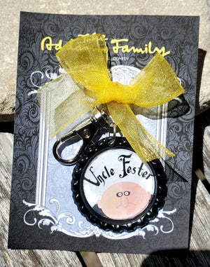 ADDAMS FAMILY "Uncle Fester" Bottlecap Keychain ADDAMS FAMILY "Uncle Fester" Bottlecap Keychain