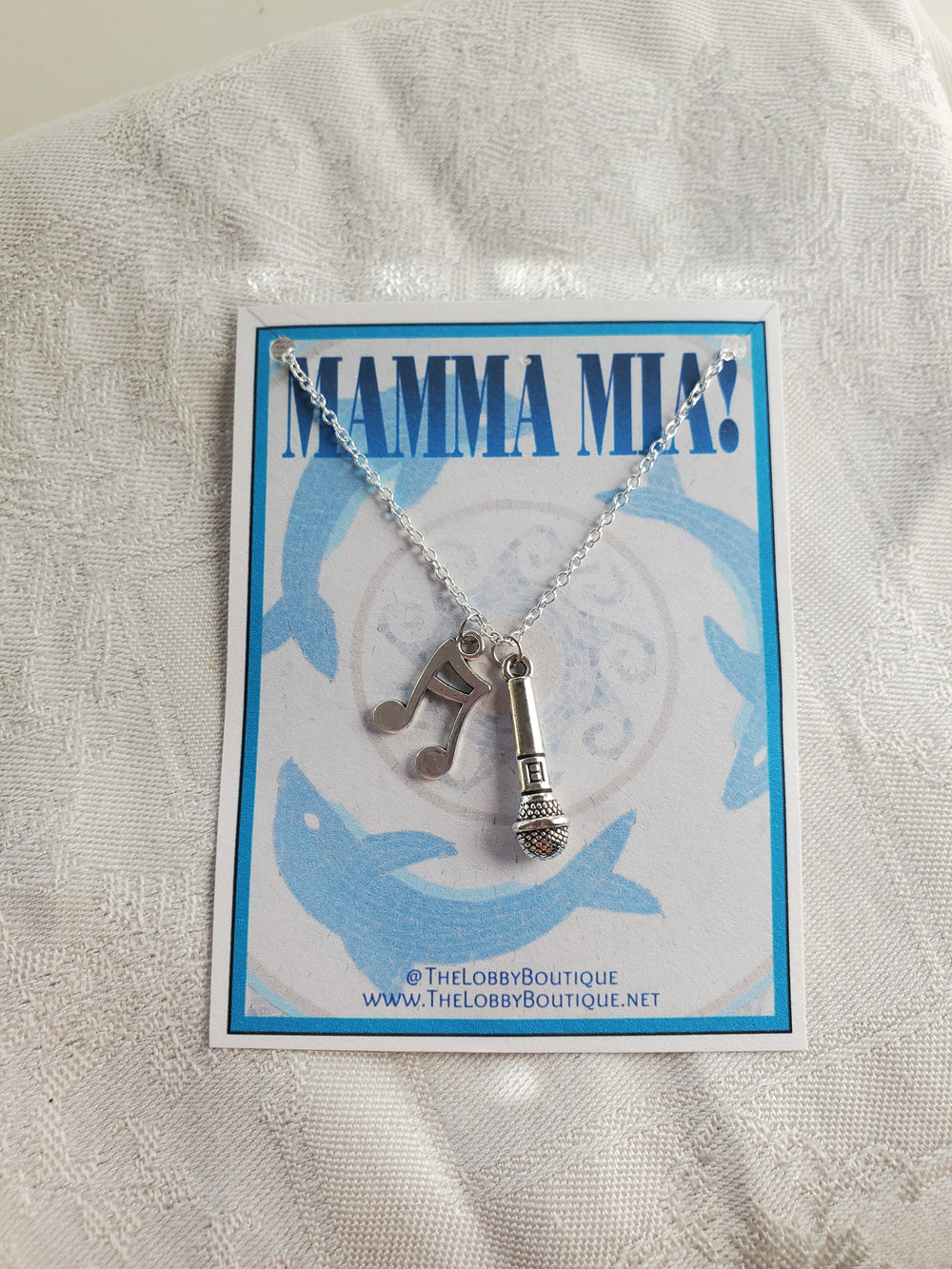 MAMMA MIA Microphone and Music Note Charm Necklace