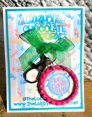 CHARLIE AND THE CHOCOLATE FACTORY "CANDY MAN" Bottlecap Keychain CHARLIE AND THE CHOCOLATE FACTORY "CANDY MAN" Bottlecap Keychain