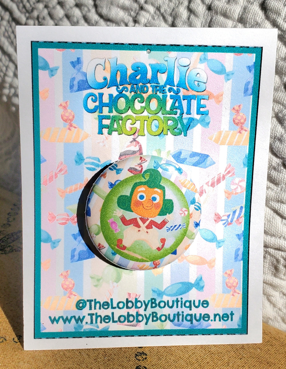 CHARLIE AND THE CHOCOLATE FACTORY "Oompa Loompa" Metal Pinback Button