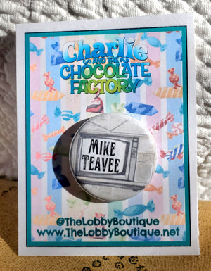 CHARLIE AND THE CHOCOLATE FACTORY "Mike Teavee" Metal Pinback Button CHARLIE AND THE CHOCOLATE FACTORY "Mike Teavee" Metal Pinback Button