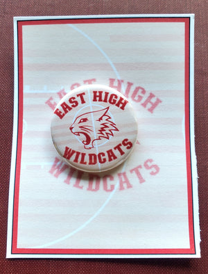 HIGH SCHOOL MUSICAL "East High Wild Cats" Metal Pinback Button HIGH SCHOOL MUSICAL "East High Wild Cats" Metal Pinback Button