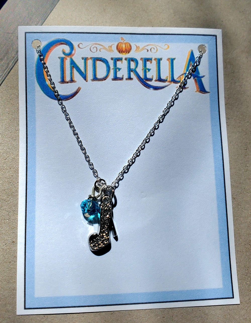 CINDERELLA Glass Slipper Charm Necklace