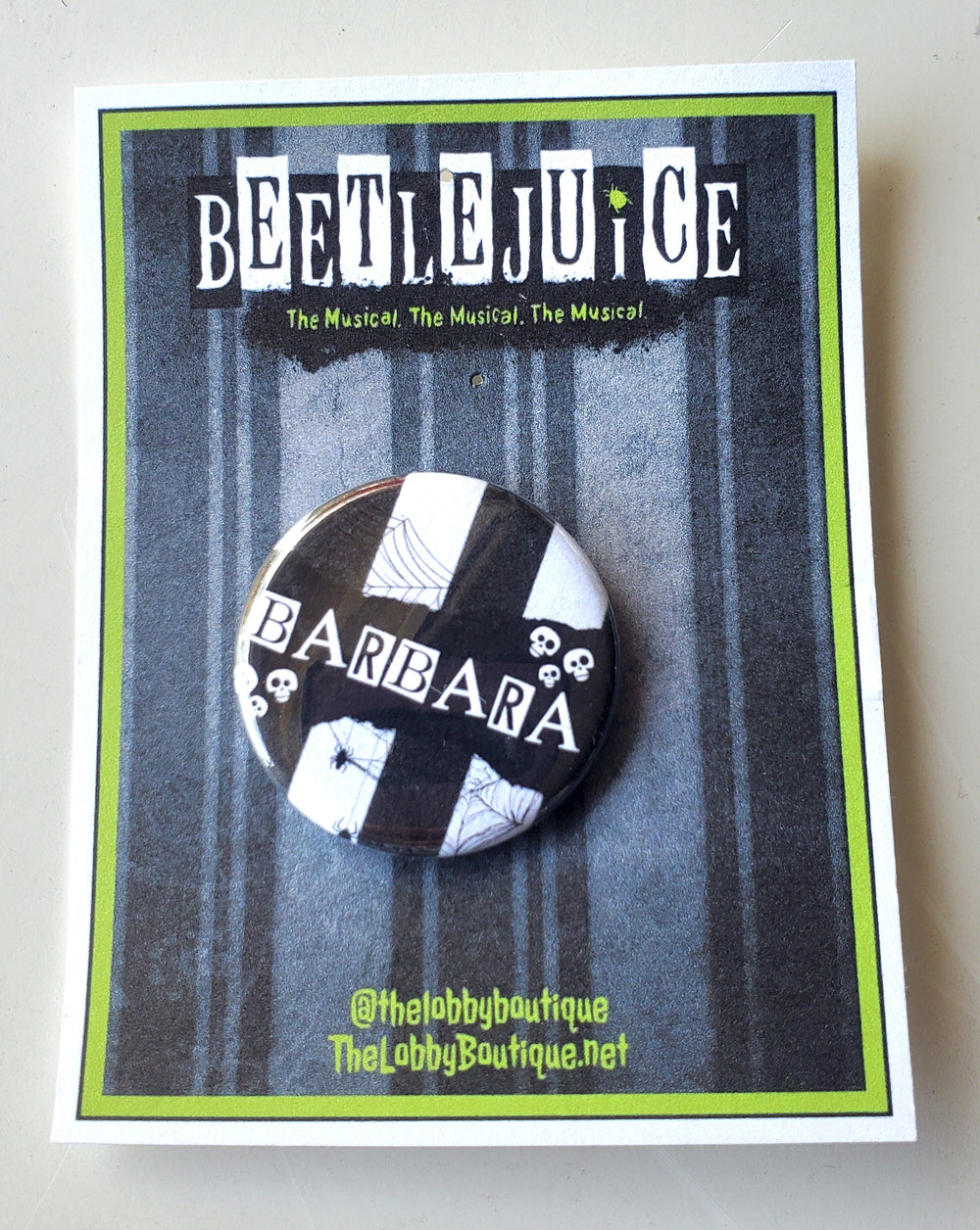 BEETLEJUICE "BARBARA" Metal Pinback Button