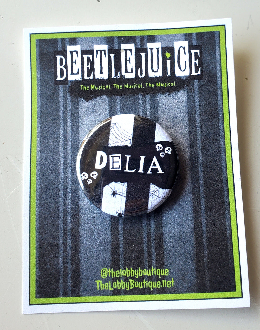 BEETLEJUICE "DELIA" Metal Pinback Button