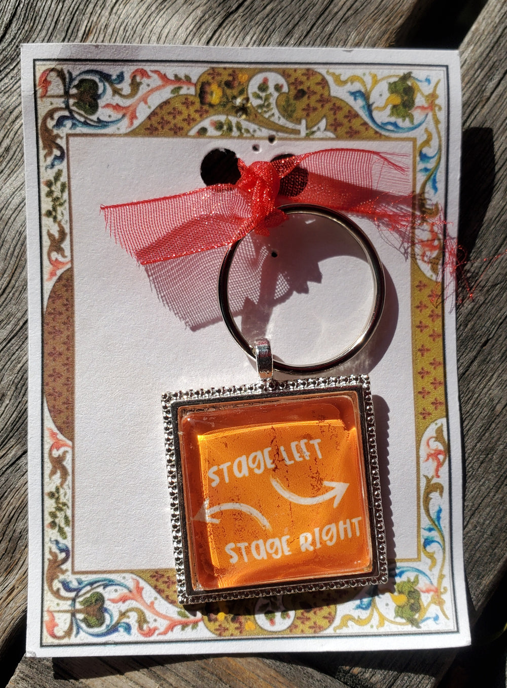 THEATRE LOVERS "Stage Left, Stage Right" Glass Cabachon Keychain