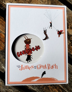 JAMES AND THE GIANT PEACH "Centipede" Metal Pinback Button JAMES AND THE GIANT PEACH "Centipede" Metal Pinback Button
