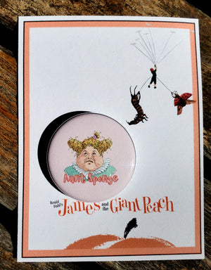 JAMES AND THE GIANT PEACH "Aunt Sponge" Metal Pinback Button JAMES AND THE GIANT PEACH "Aunt Sponge" Metal Pinback Button