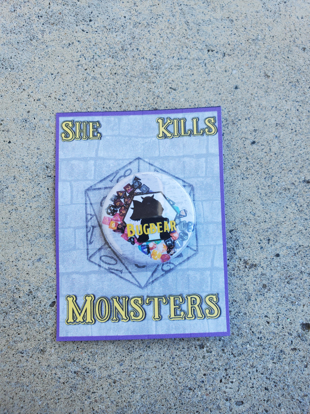 SHE KILLS MONSTERS "Bugbear" Metal Pinback Button