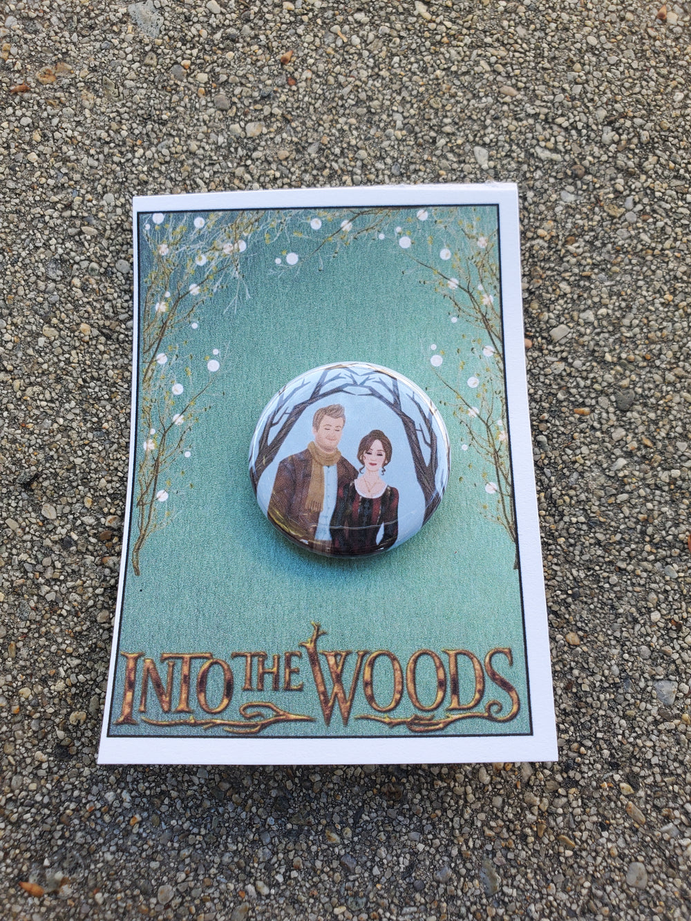 INTO THE WOODS "Baker and Baker's Wife" Metal Pinback Pin