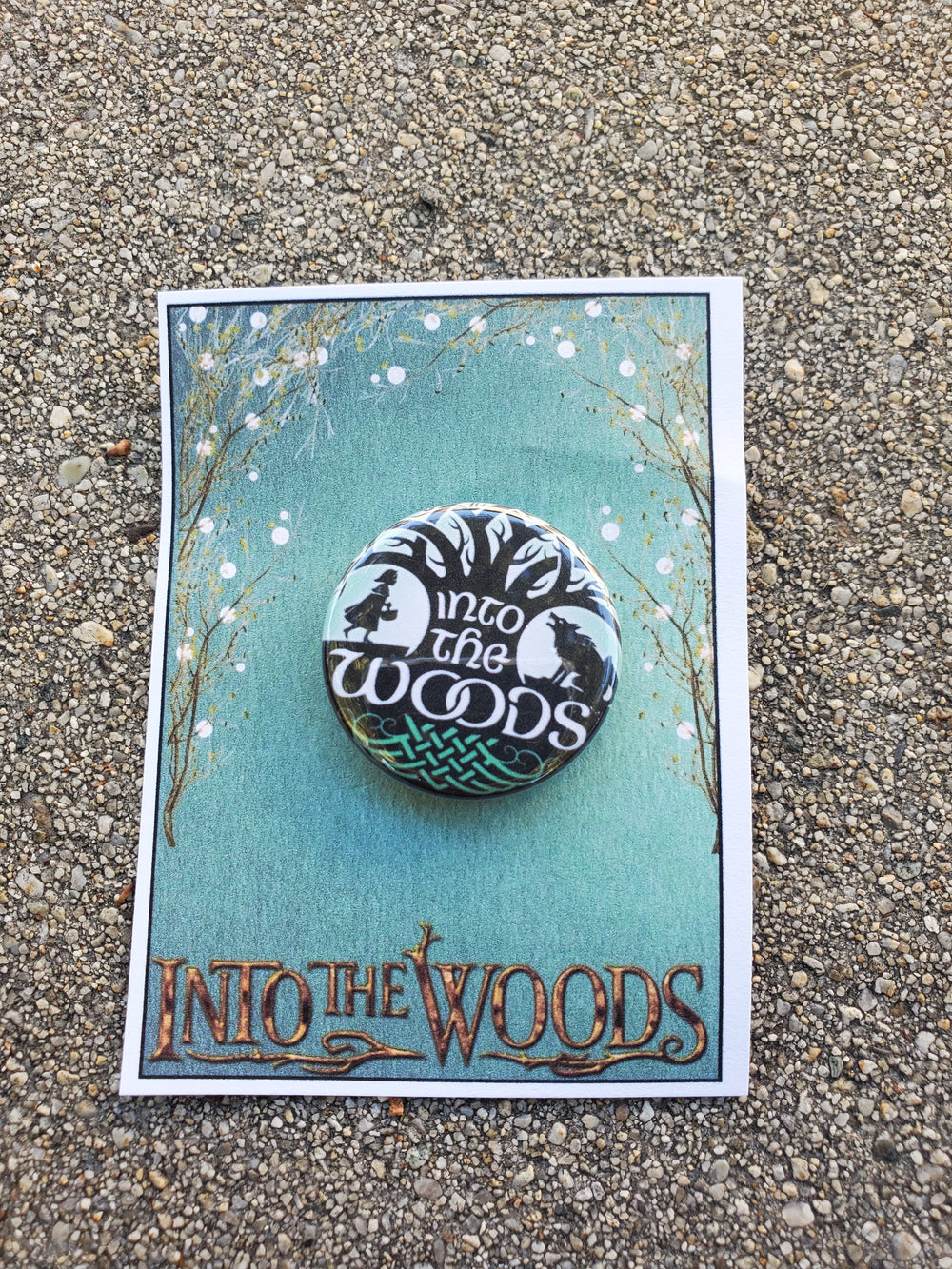 INTO THE WOODS "Little Red and Wolf" Metal Pinback Button