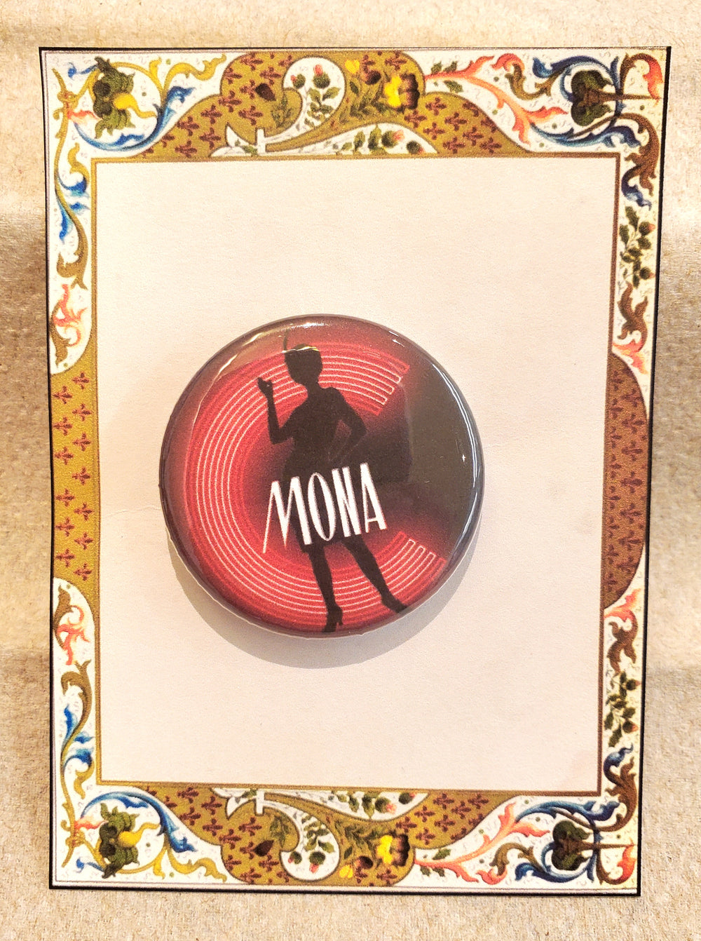 CHICAGO "Mona" Metal Pinback Button