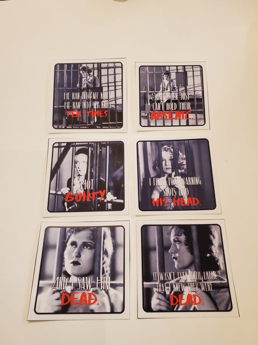 CHICAGO "Set of 6 Merry Murderesses" Flat Magnets