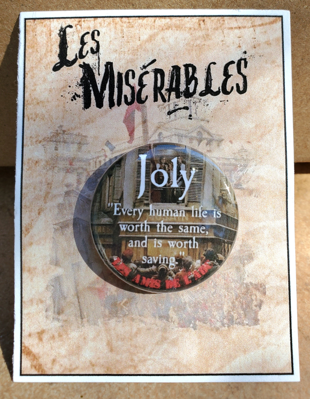 LES MISERABLES "Joly" Metal Pinback Button