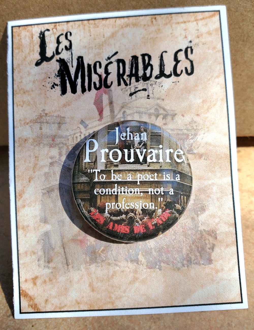 LES MISERABLES "Jehan Prouvaire" Metal Pinback Button