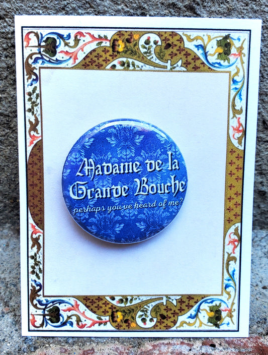 BEAUTY AND THE BEAST "Perhaps you have heard of me?" Metal Pinback Button