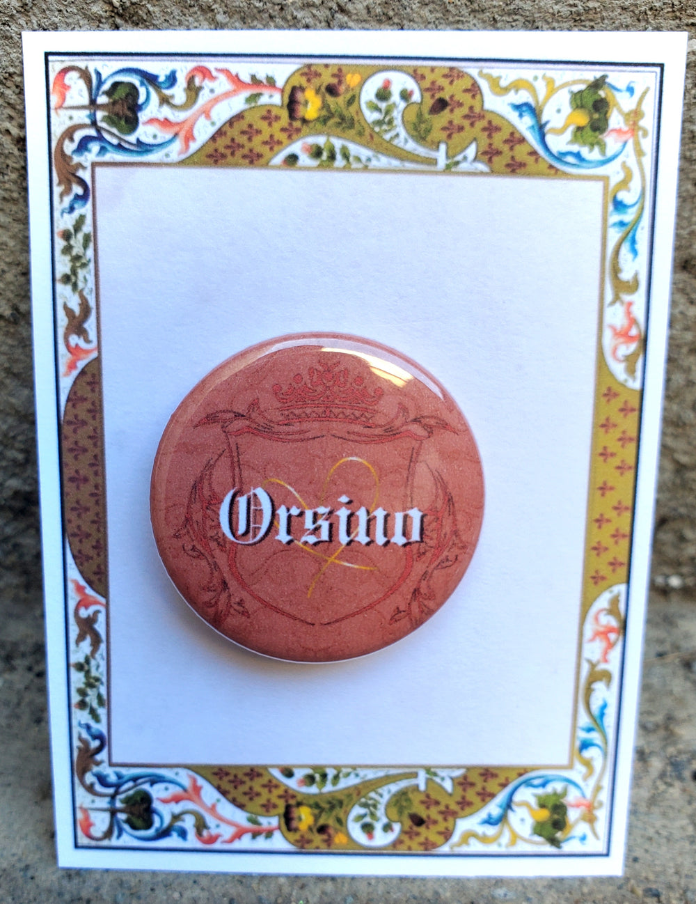 TWELFTH NIGHT "Orsino" Metal Pinback Button