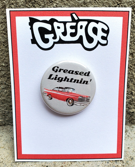 GREASE "Greased Lightnin'" Metal Pinback Button