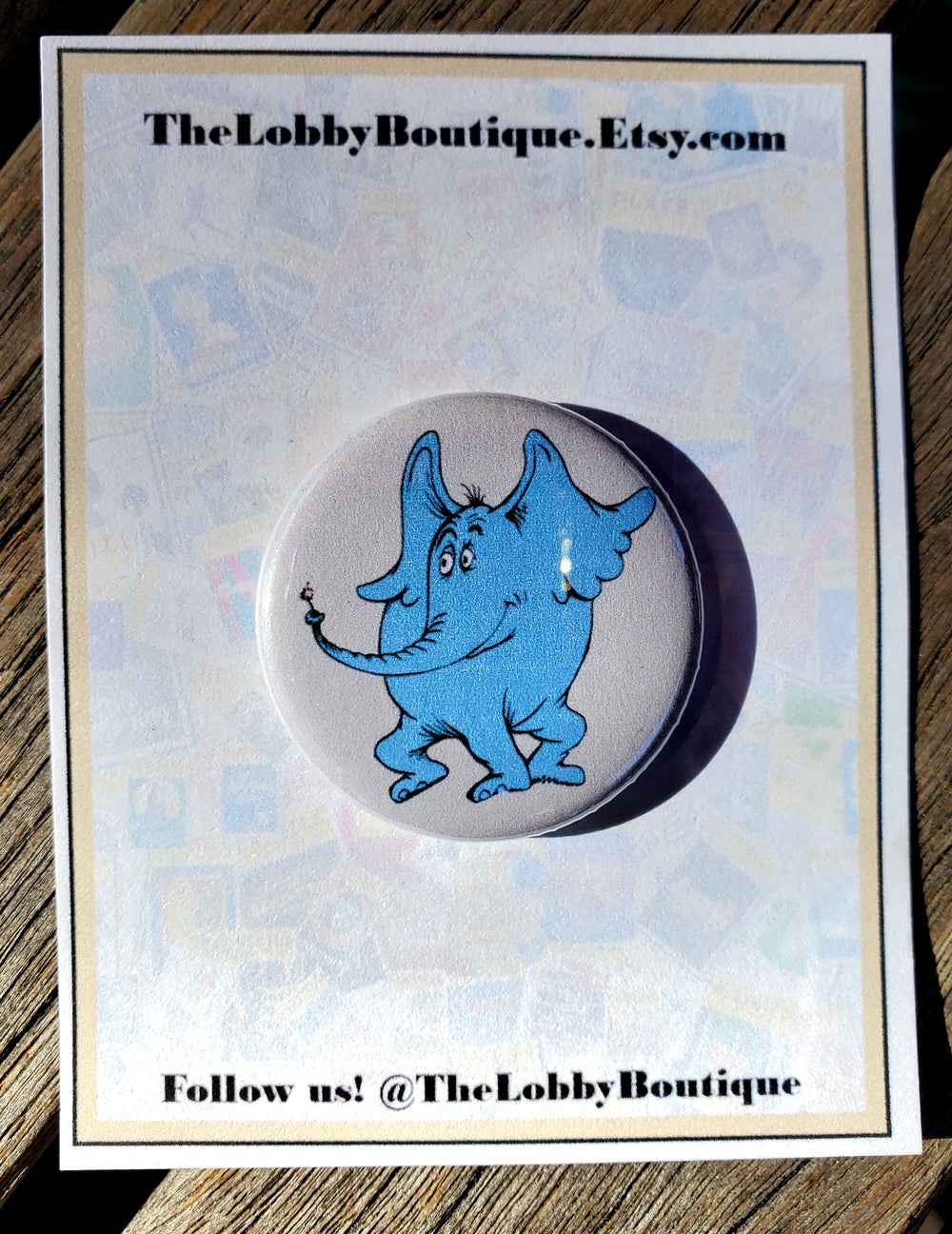 DR. SEUSS "Horton the Elephant" Metal Pinback Button