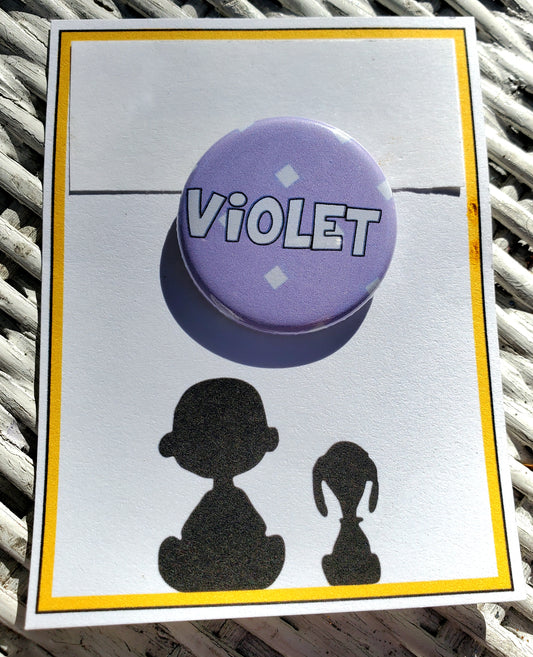 CHARLIE BROWN "Violet" Metal Pinback Button