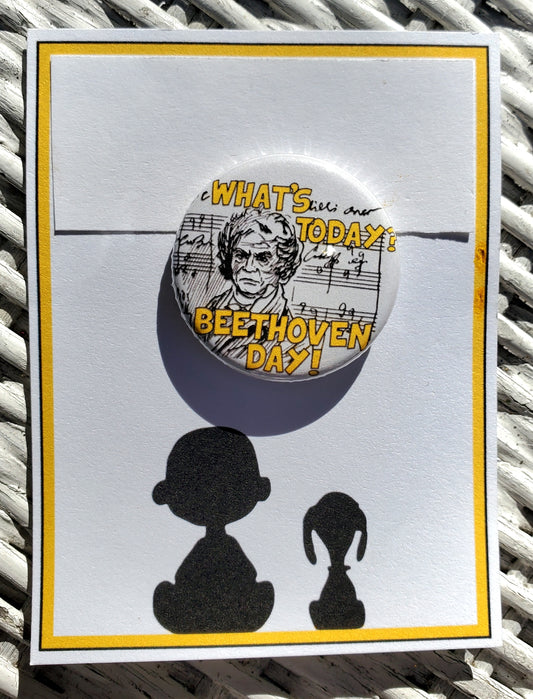 CHARLIE BROWN "Beethoven Day" Metal Pinback Button