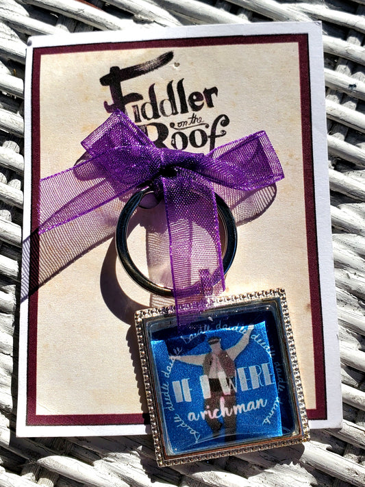 FIDDLER ON THE ROOF "If I Were a Rich Man" Glass Cabachon Keychain