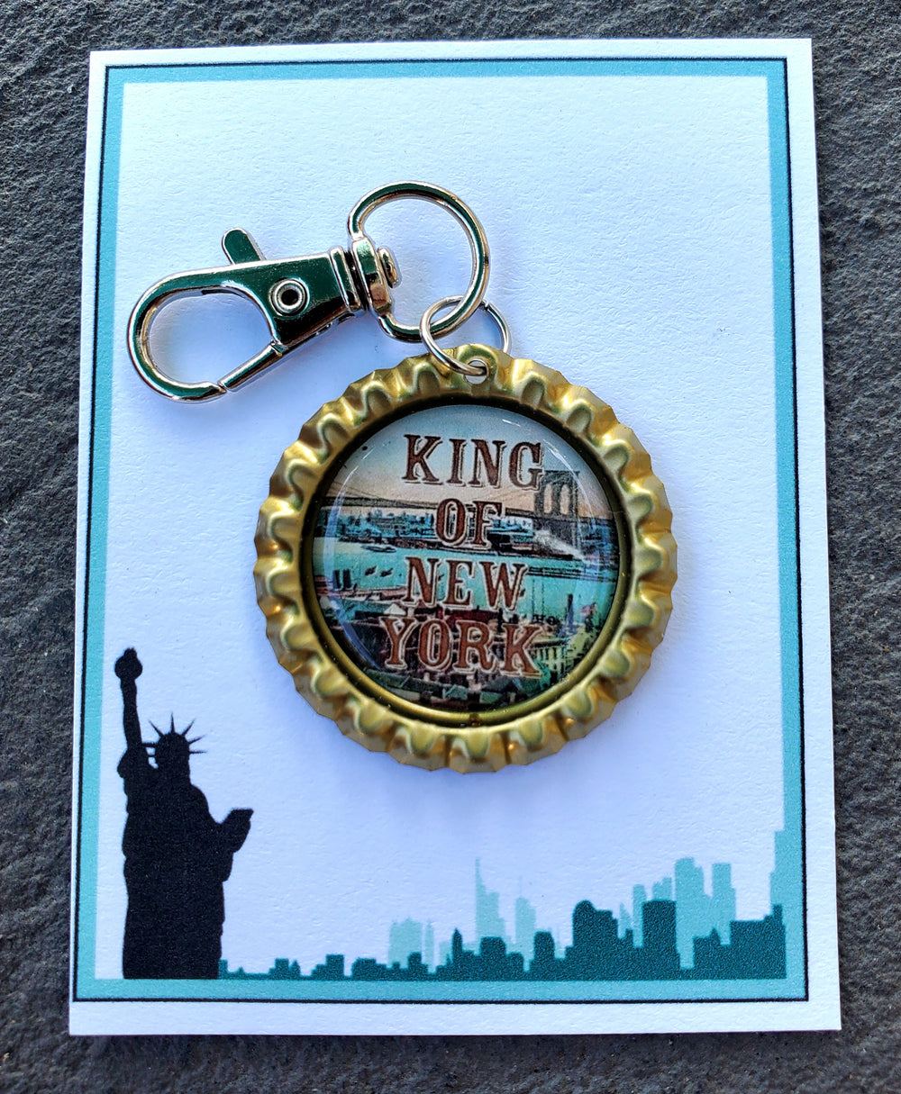 NEWSIES "King of New York" Bottlecap Keychain